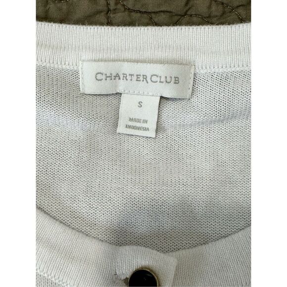 Charter club white sweater with  blue, red and black stripes Sz S  A735 - Picture 3 of 5